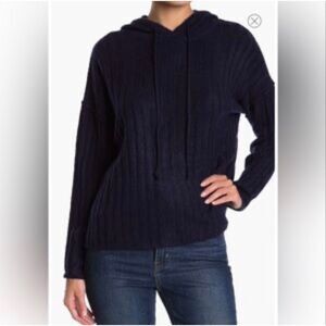 Sweet Romeo hooded ribbed-knit sweater pullover drawstring hood Size L NWOT